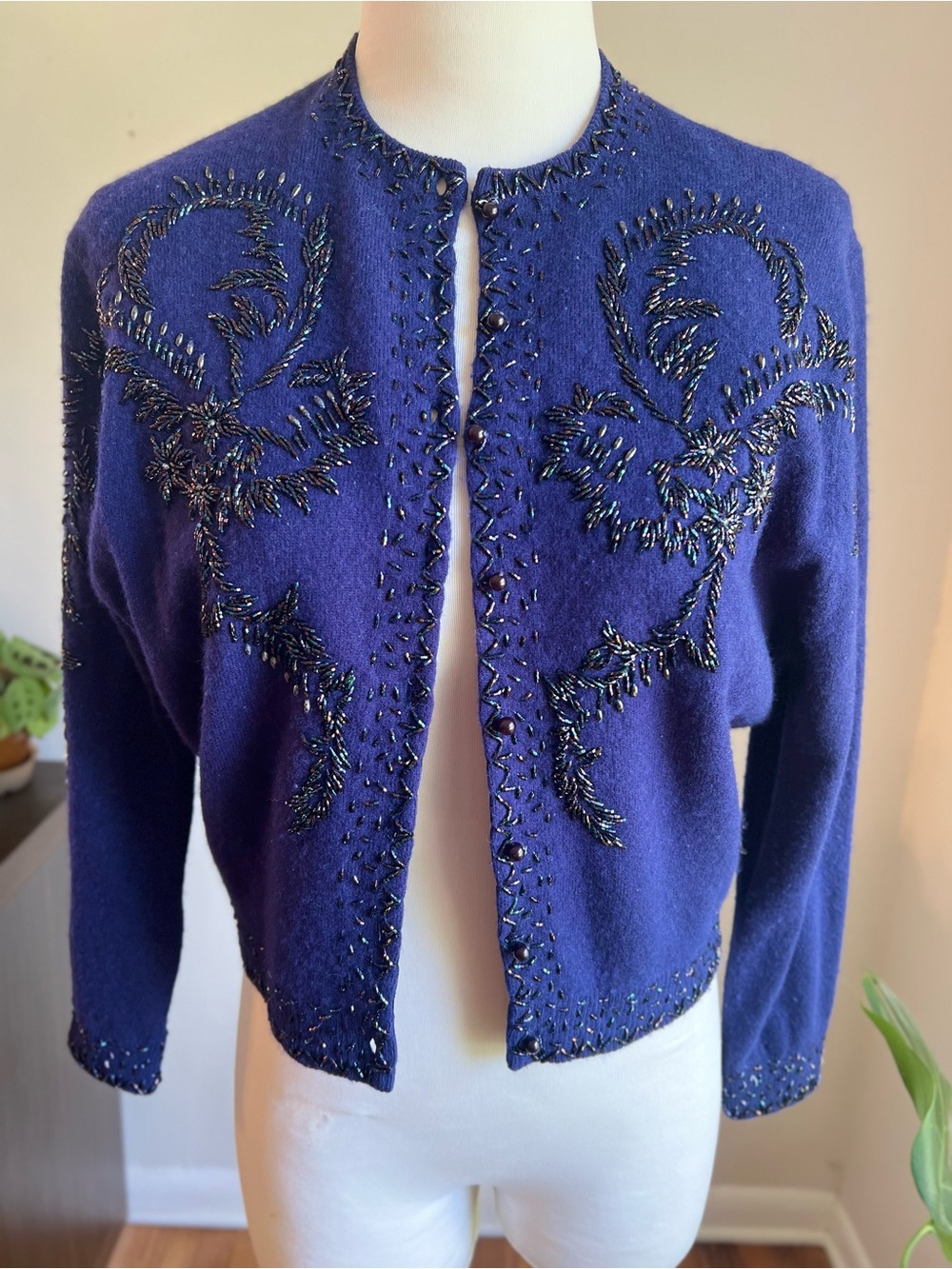 Vintage 50s Beaded Cardigan Sweater